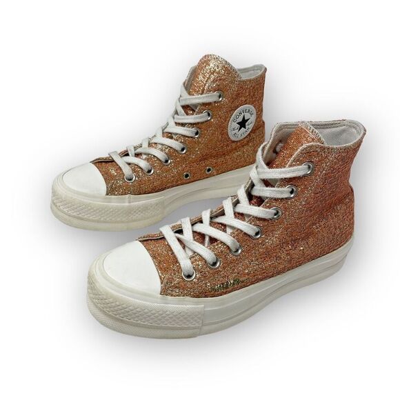 Converse CTAS Lift Platform High Top Sneakers Rose Gold Women’s Size 5.5 Flawed - Picture 1 of 11